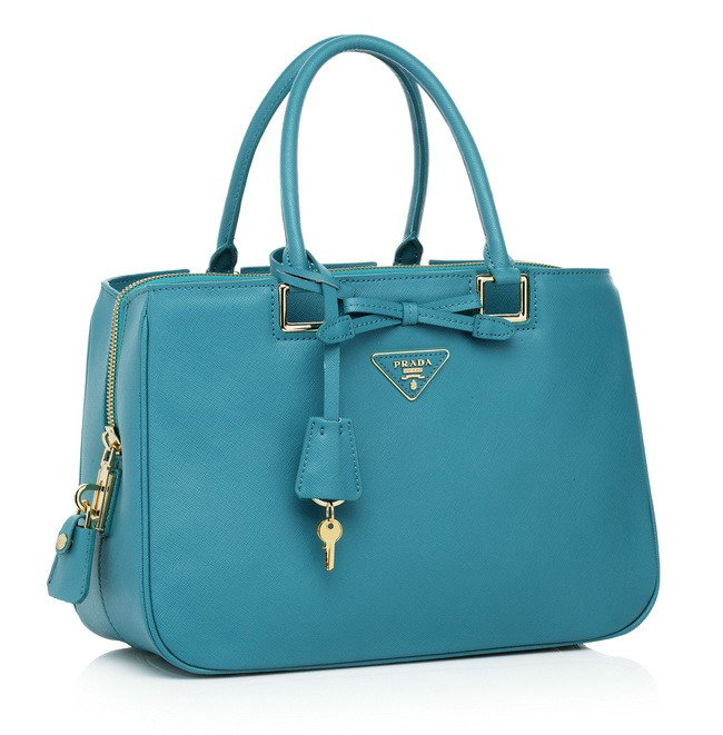 2014 Prada saffiano calfskin tote BN2244 middle blue